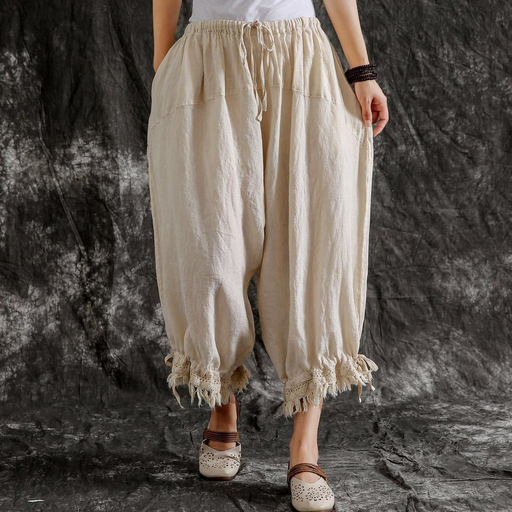 Women's Cotton And Linen Casual Pants Loose Versatile Summer Thin Lantern Trousers - Inspiren-Ezone