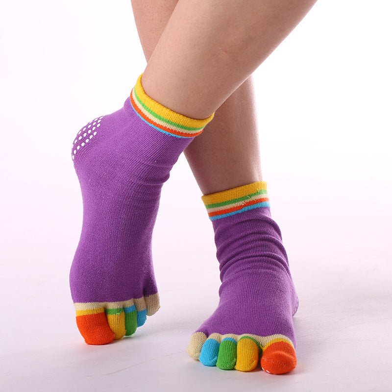 Women's Pure Cotton Dispensing Non-slip Yoga Five Finger Socks - Inspiren-Ezone