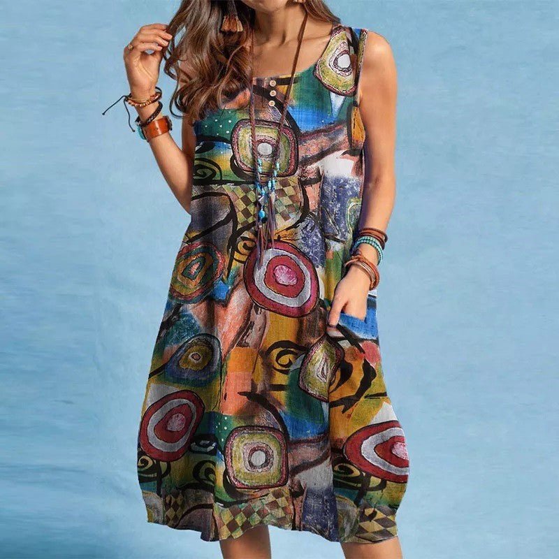 Women's Summer Floral Print Dress - Inspiren-Ezone