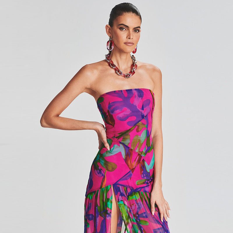 Women's Tube Top Split Length Dress - Inspiren-Ezone