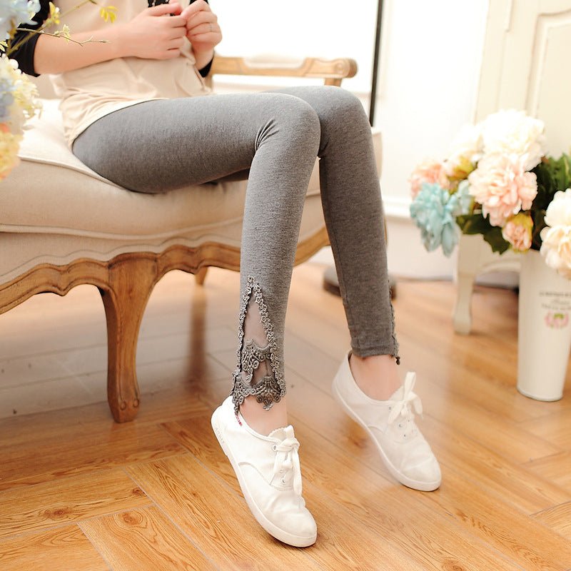 XS-7XL Leggings Women Cotton Lace Decoration Leggings 2021 Leggins Plus Size Long Leggings - Inspiren-Ezone
